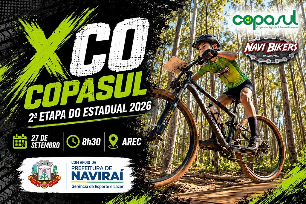 Naviraí recebe etapa estadual de Mountain Bike no dia 27 de setembro