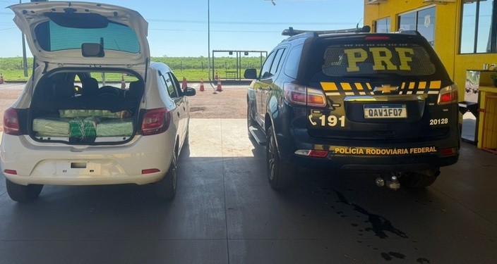 PRF apreende 208 quilos de maconha durante abordagem de veículo na BR-163 em Naviraí